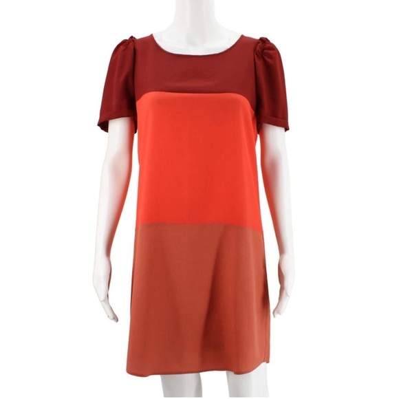 MAISON SCOTCH | SHORT SLEEVE DRESSES RED COLORBLOCK 4 - Picture 1 of 9